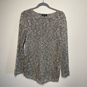 Lafayette 148 | Cotton Linen Open Knit Sweater Green Marled Large